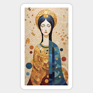 Gustav Klimt's Elegance Embodied: Inspired Woman in Golden Aura Magnet